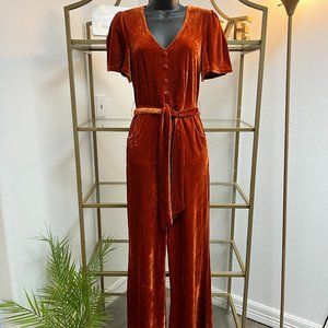 Velvet burnt orange jumpsuit